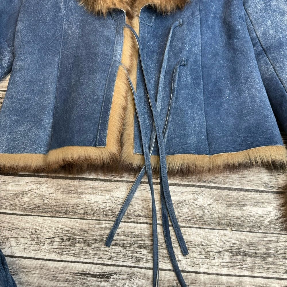 Gold East Spain Women’s Vintage Suede Leather Crop Coat Jacket Medium M - Picture 9 of 16